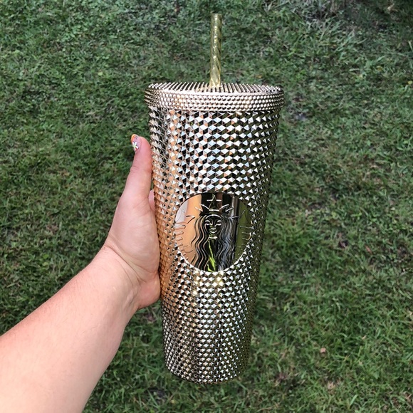 Starbucks Tumbler Gold Bling Studded Christmas 2022 Holiday 24oz Venti Cup NWT - Picture 1 of 4